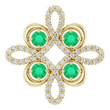 14K Yellow Lab-Grown Emerald &amp; 1/6 CTW Diamond Clover Pendant