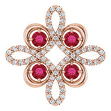 14K Rose Natural Ruby &amp; 1/6 CTW Natural Diamond Clover Pendant