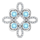 Platinum Natural Aquamarine &amp; 1/6 CTW Natural Diamond Clover Pendant