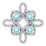 Platinum Natural Blue Zircon &amp; 1/6 CTW Natural Diamond Clover Pendant