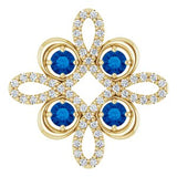 14K Yellow Natural Blue Sapphire &amp; 1/6 CTW Natural Diamond Clover Pendant