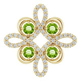 14K Yellow Natural Peridot &amp; 1/8 CTW Natural Diamond Clover Pendant