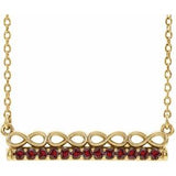 14K Yellow Natural Mozambique Garnet Infinity-Inspired Bar 18" Necklace