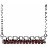14K White Natural Mozambique Garnet Infinity-Inspired Bar 16" Necklace