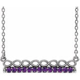 14K White Natural Amethyst Infinity-Inspired Bar 16" Necklace