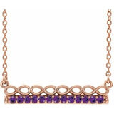 14K Rose Natural Amethyst Infinity-Inspired Bar 16" Necklace