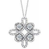 Platinum 1/3 CTW Natural Diamond Clover 18" Necklace