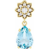 14K Yellow Natural Aquamarine &amp; .08 CTW Natural Diamond Floral-Inspired Pendant