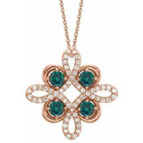 14K Rose Natural Alexandrite &amp; 1/6 CTW Natural Diamond Clover 18" Necklace