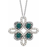 Platinum Lab-Grown Alexandrite &amp; 1/6 CTW Diamond Clover 18" Necklace