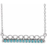 Platinum Natural Blue Zircon Infinity-Inspired Bar 18" Necklace