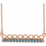 14K Rose Natural Blue Zircon Infinity-Inspired Bar 16" Necklace