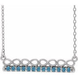 Sterling Silver Natural Aquamarine Infinity-Inspired Bar 18" Necklace