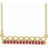 14K Yellow Natural Pink Tourmaline Infinity-Inspired Bar 18" Necklace