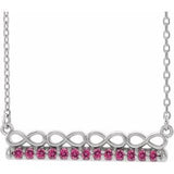 Sterling Silver Natural Pink Tourmaline Infinity-Inspired Bar 16" Necklace