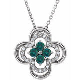 Platinum Lab-Grown Alexandrite &amp; .08 CTW Natural Diamond Clover 18" Necklace
