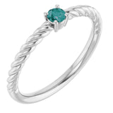 Sterling Silver 3mm Natural Alexandrite Solitaire Rope Ring