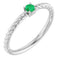 Sterling Silver 3mm Natural Emerald Solitaire Rope Ring