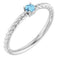 Platinum 3mm Natural Aquamarine Solitaire Rope Ring