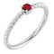 Sterling Silver 3mm Natural Ruby Solitaire Rope Ring
