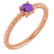 14K Rose 4mm Natural Amethyst Solitaire Rope Ring