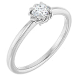 14K White Natural White Sapphire Solitaire Rope Ring