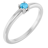 14K White Natural Swiss Blue Topaz Ring