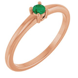 14K Rose Natural Emerald Ring
